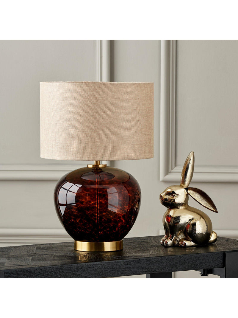 Pacific glass table lamp tortoiseshell brown 44cm, UK version