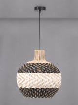 John Lewis Pacific Rowan Woven Rattan Striped Pendant Ceiling Light, Black- Buy online at McGrocer