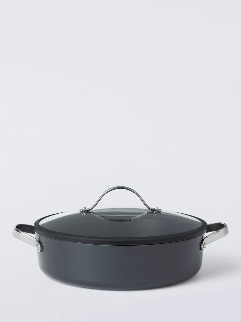 John Lewis 'The Pan' Aluminium Non-Stick Shallow Casserole & Lid, 28cm