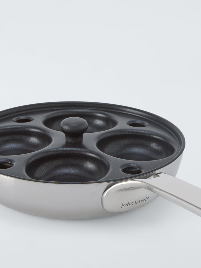 John Lewis non-stick egg poacher insert 4-hole stainless steel (British brand)