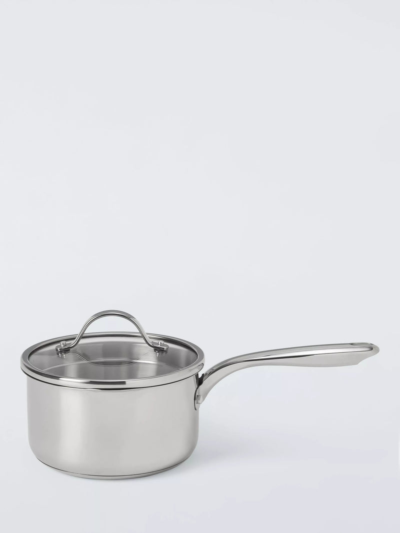 John Lewis The Pan Stainless Steel Uncoated Saucepan with Lid