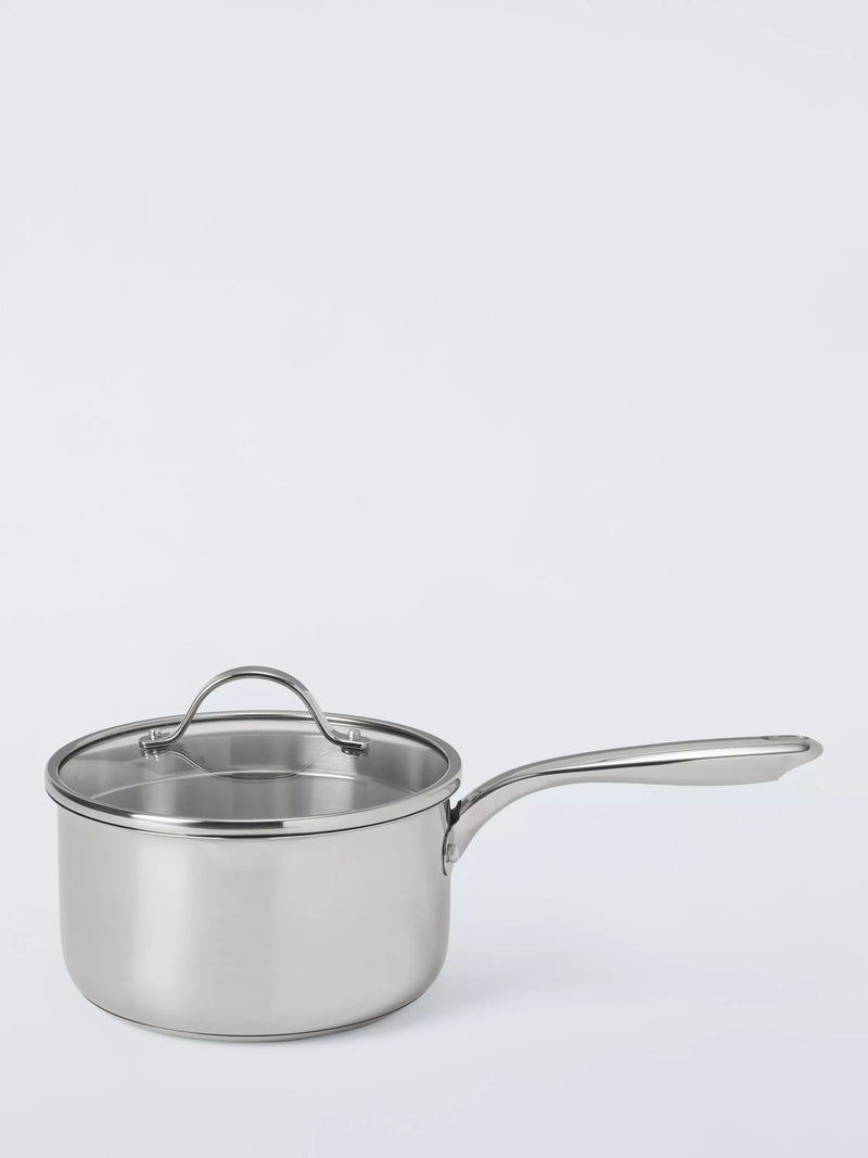 John Lewis The Pan Stainless Steel Uncoated Saucepan with Lid