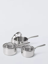 John Lewis John Lewis The Pan Stainless Steel Uncoated Saucepan & Lid Set, 3 Piece- Buy online at McGrocer