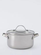 John Lewis John Lewis The Pan Stainless Steel Uncoated Casserole with Lid, 20cm- Buy online at McGrocer