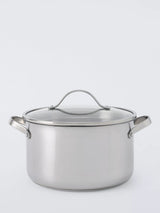John Lewis John Lewis 'The Pan' Stainless Steel Uncoated Casserole & Lid, 24cm- Buy online at McGrocer
