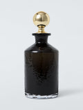John Lewis black glass decanter and tumbler gift set with gold accents, imported from the UK