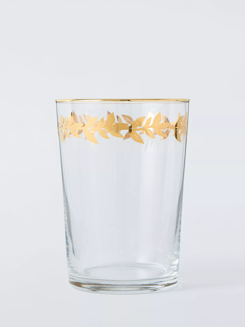 John Lewis Leaf Rim Tumbler Clear Gold 500ml, UK version