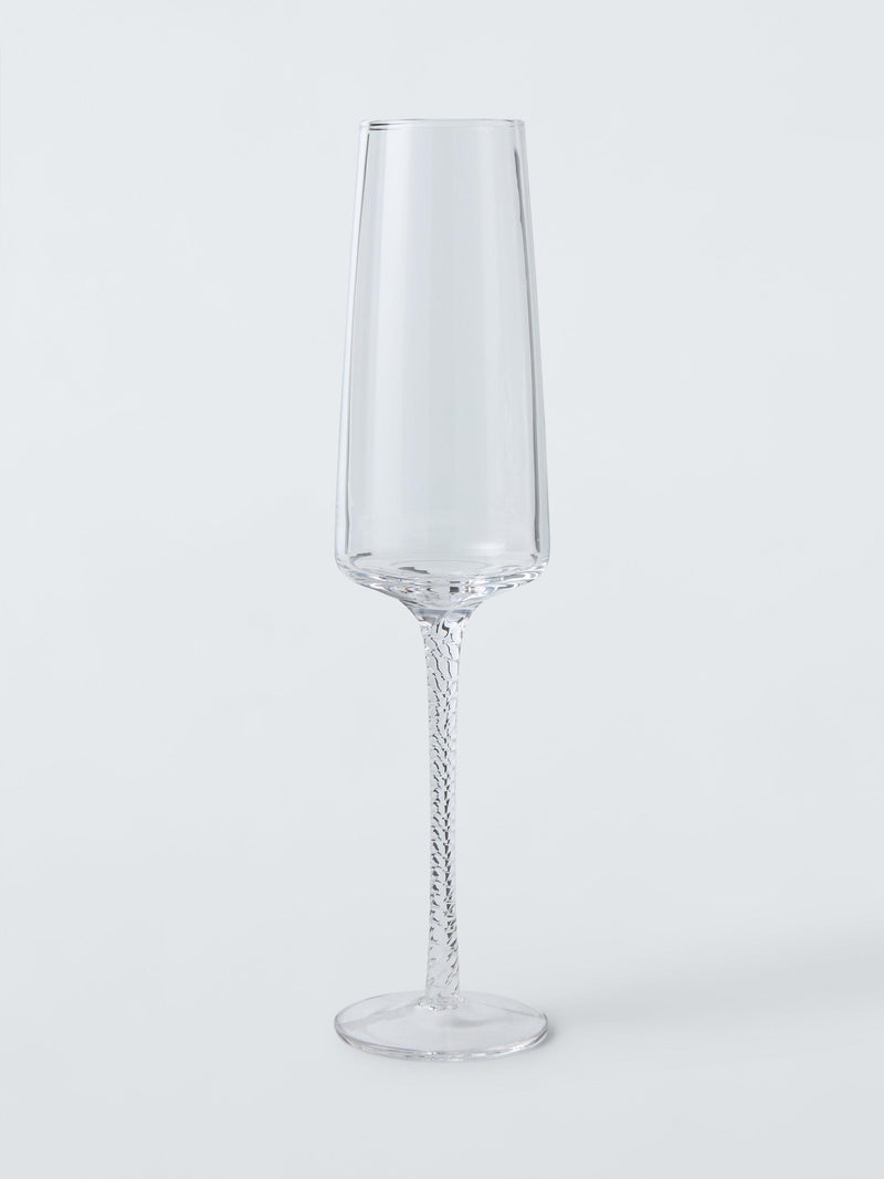 John Lewis twisted stem champagne flute set of 2 clear glass - UK version