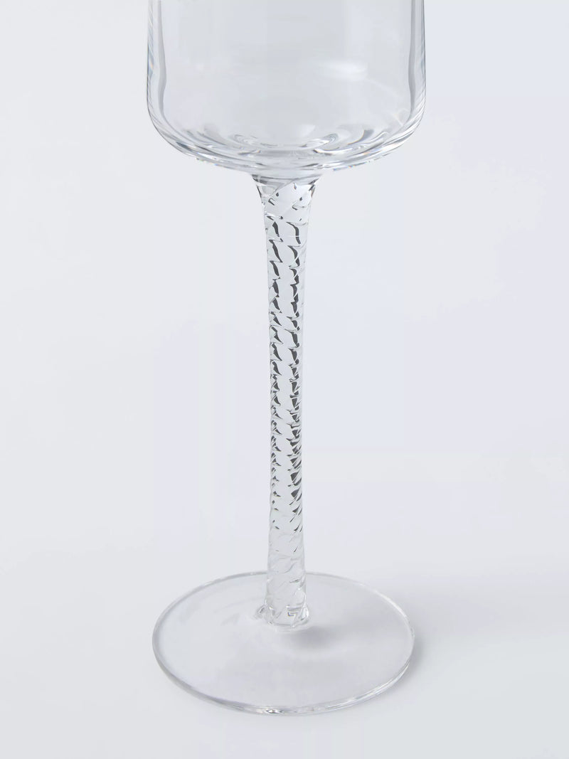 John Lewis twisted stem champagne flute set of 2 clear glass - UK version