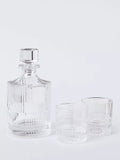 John Lewis ribbed cut glass decanter and tumblers, imported from the UK