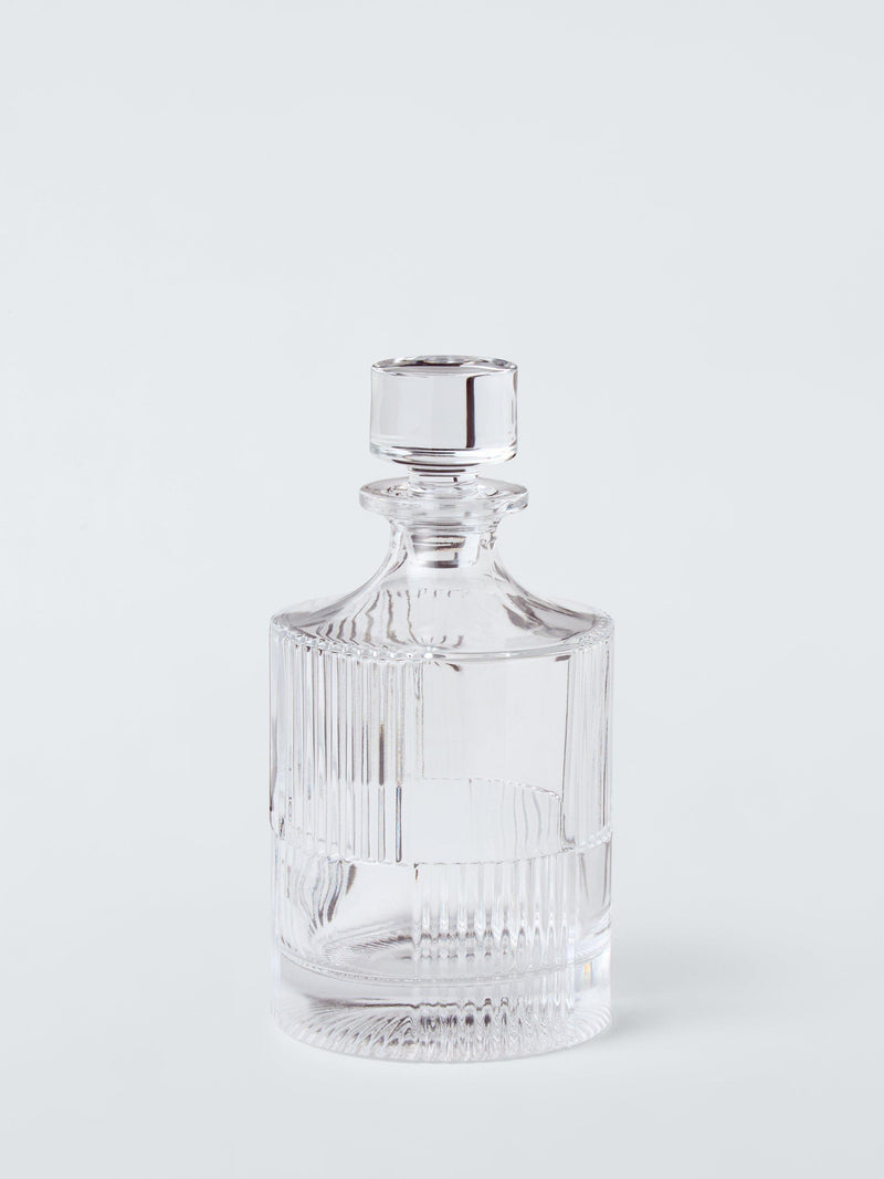 John Lewis ribbed cut glass decanter and tumblers, imported from the UK