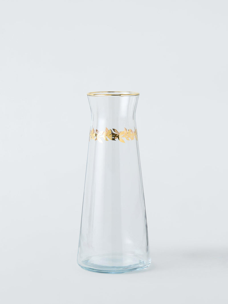 Leaf Rim Glass Carafe 1L Clear Gold