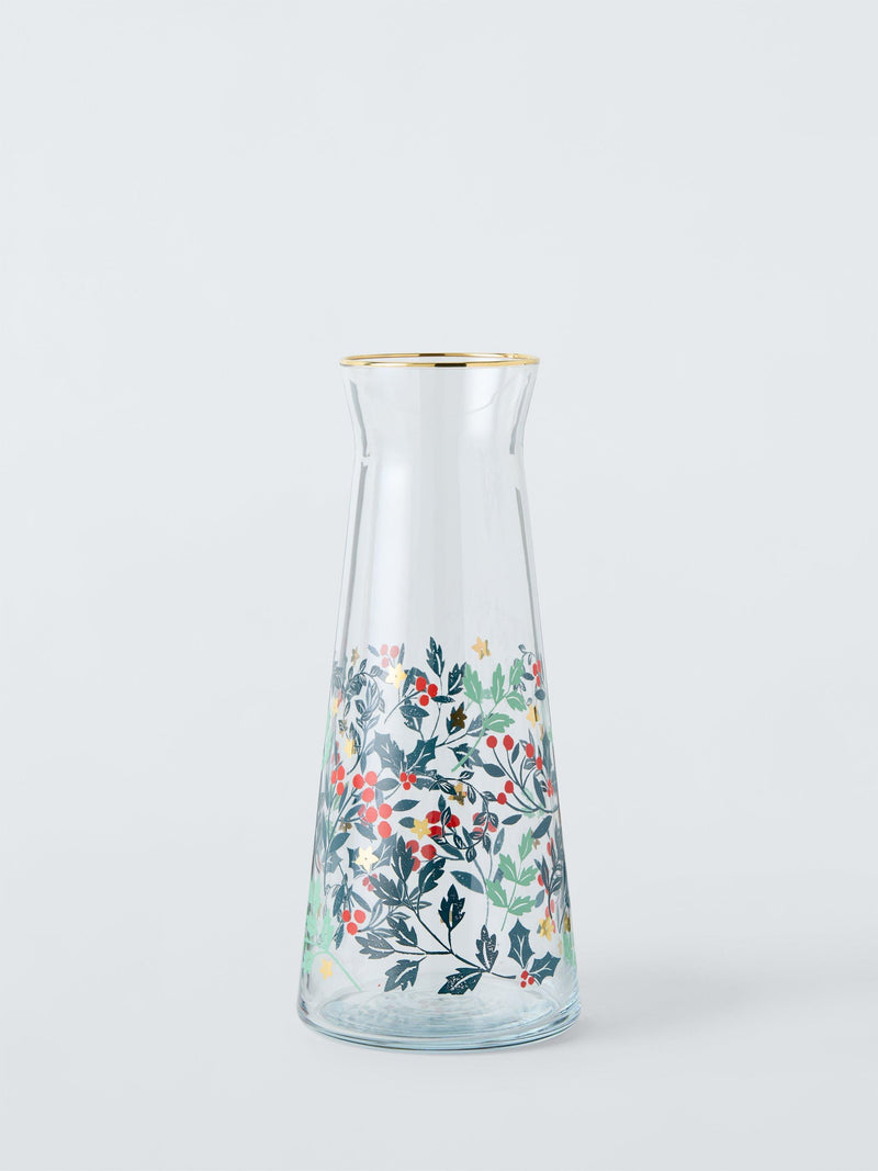 Christmas Foliage Glass Carafe with Gold Rim 1L