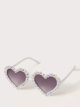 John Lewis Monsoon Kids' Rhinestone Heart Sunglasses, White/Purple Gradient- Buy online at McGrocer