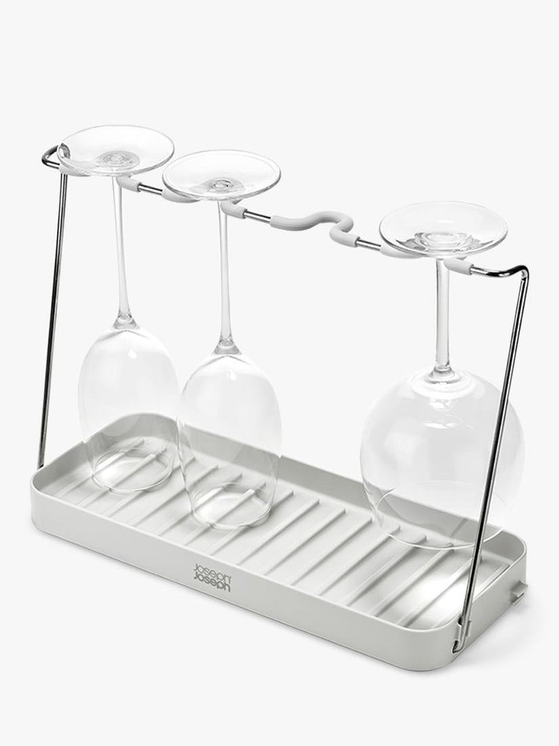 Joseph Joseph stemware rack in stone finish for up to 4 glasses, UK version