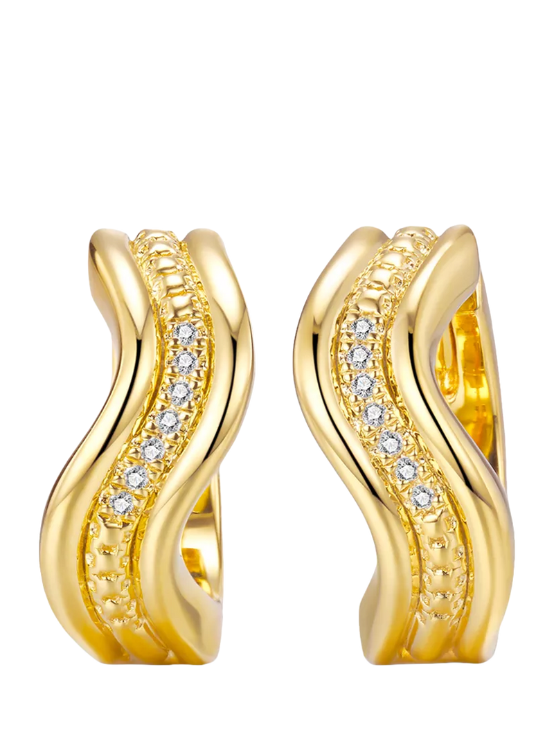 DPT Antwerp flowing band huggie earrings with diamonds 15mm (British brand)
