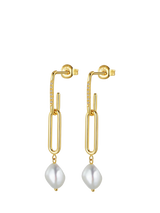 John Lewis DPT Antwerp Pearl and Diamond Double Shackle Drop Earrings, Gold- Buy online at McGrocer