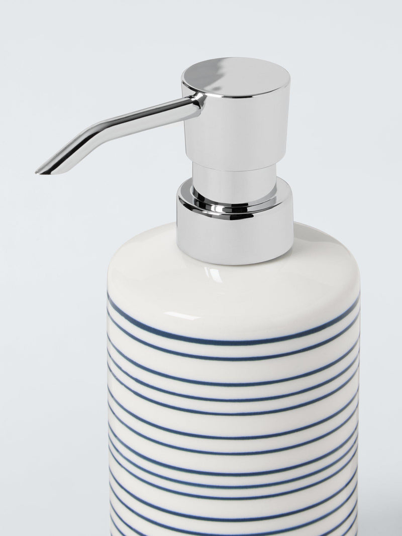 John Lewis Fine Stripe navy soap dispenser 320ml - British product