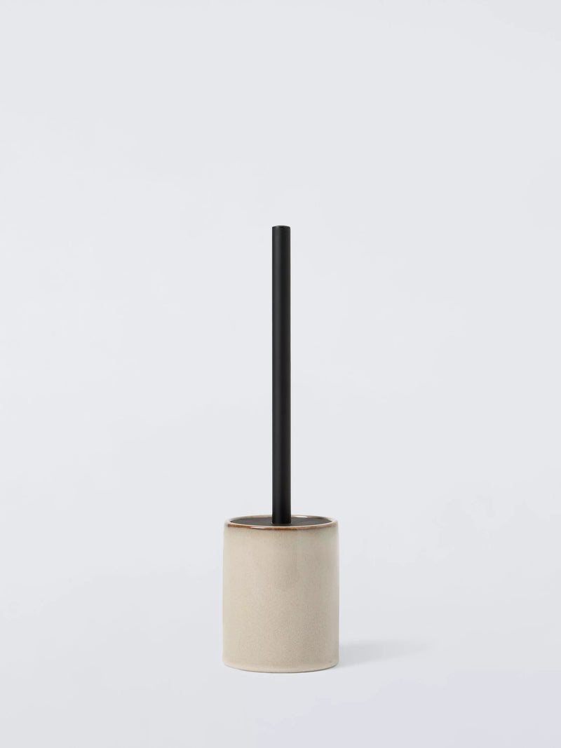 John Lewis glazed ceramic toilet brush and holder grey (British brand)