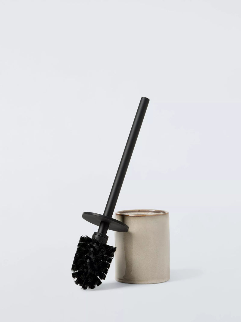 John Lewis glazed ceramic toilet brush and holder grey (British brand)