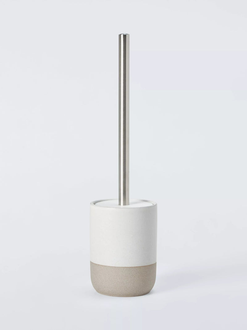 John Lewis matte ceramic toilet brush holder Natural, imported from the UK
