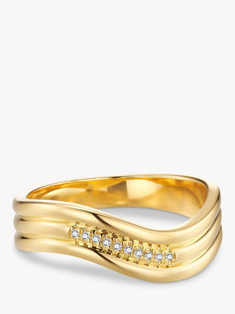 DPT Antwerp tidal diamond trio ring gold plated sterling silver (British brand)