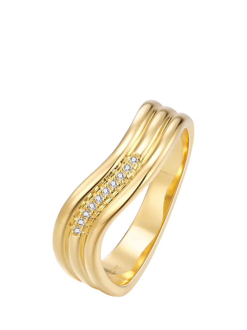 DPT Antwerp Tidal Diamond Trio Ring, Gold