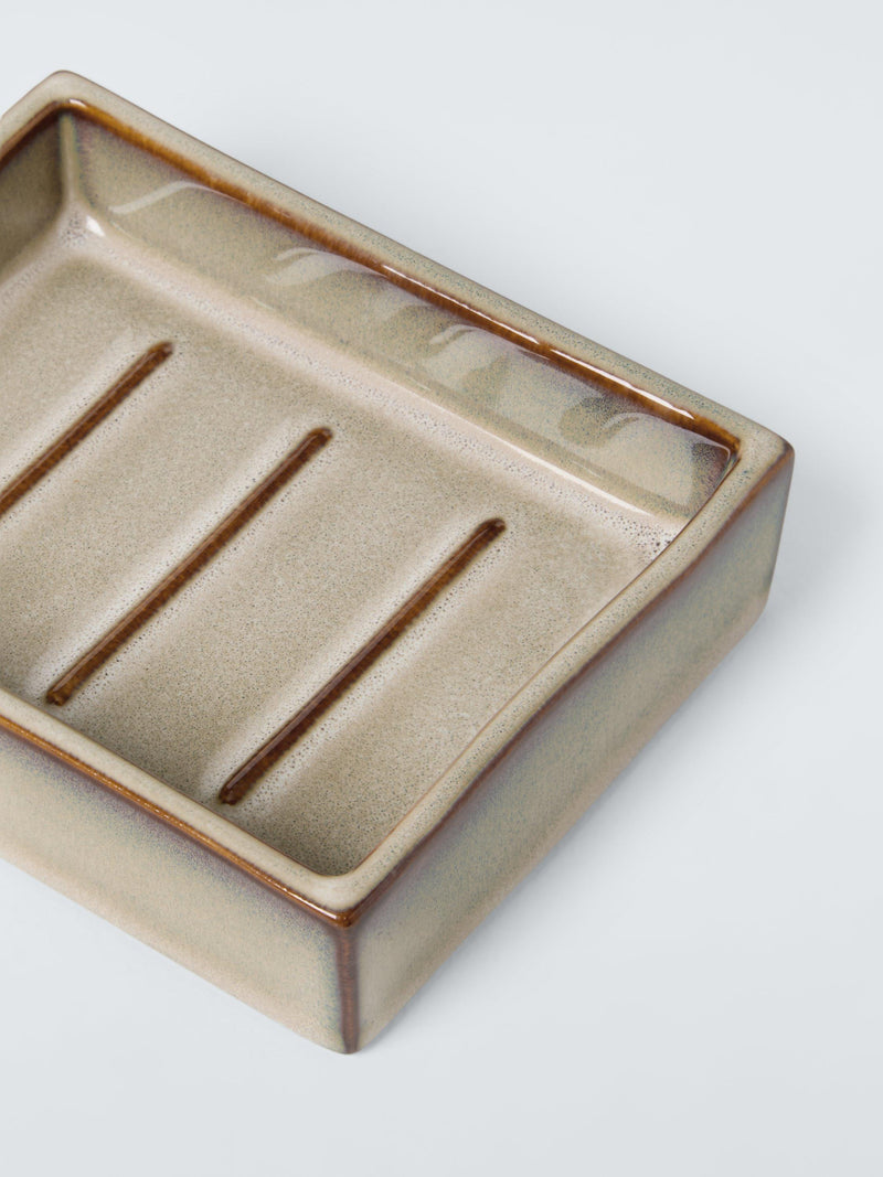 John Lewis glazed ceramic soap dish in grey (British brand)