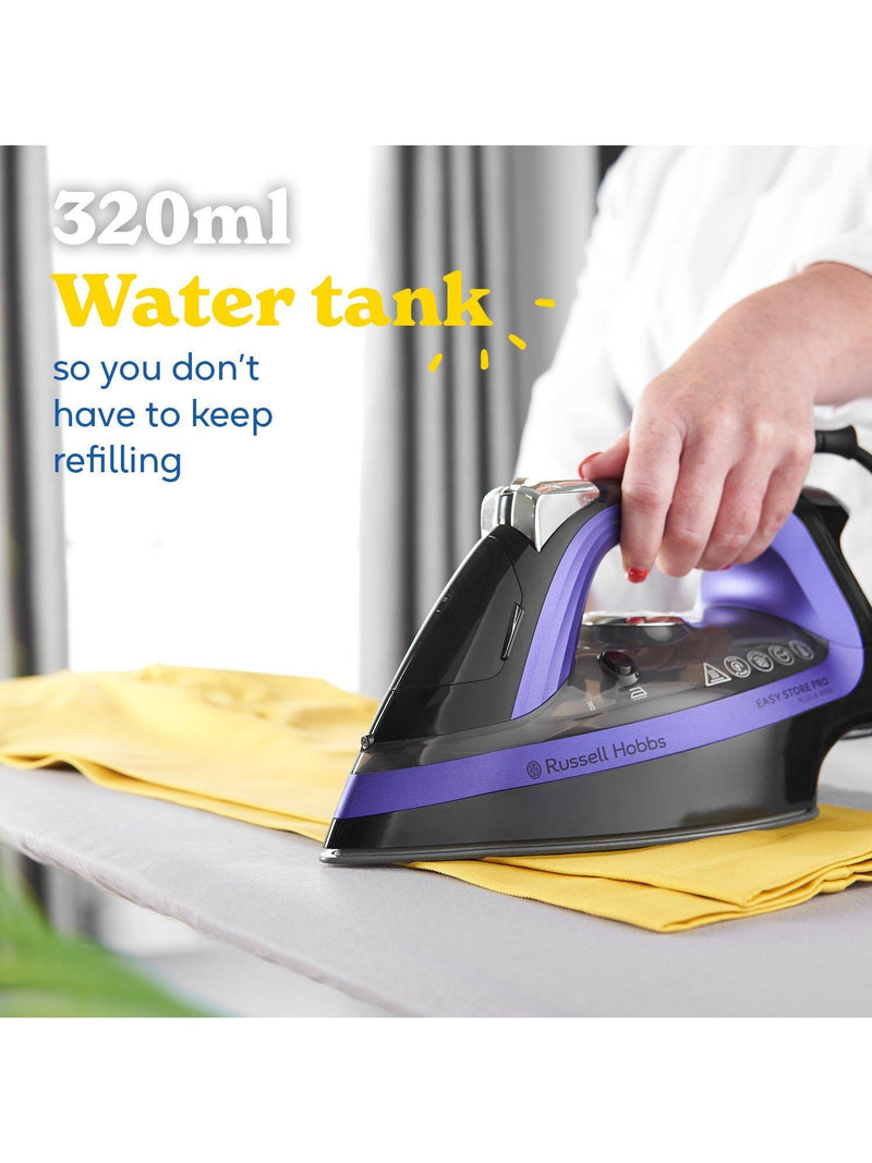 Russell Hobbs Easy Store Pro steam iron purple black - British product