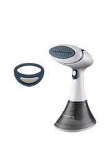 John Lewis Russell Hobbs Steam Genie Essential Handheld Clothes Steamer, White/Blue- Buy online at McGrocer