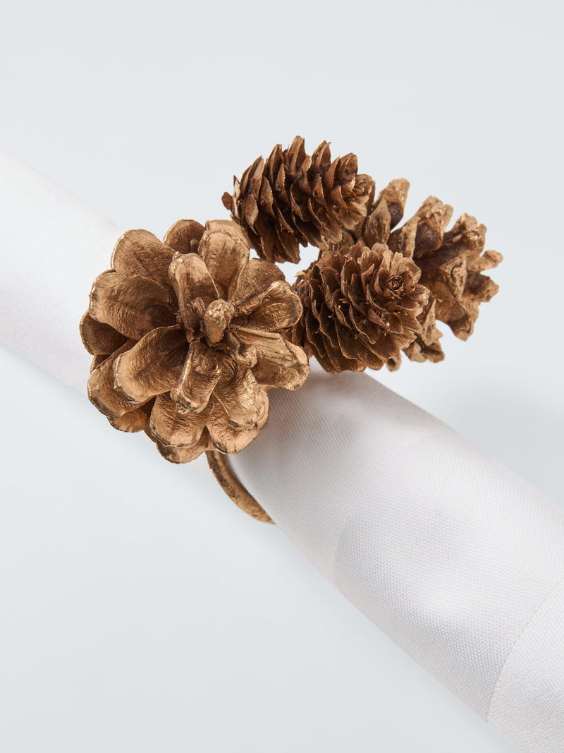 John Lewis gold pinecone napkin rings set of 4, imported from the UK