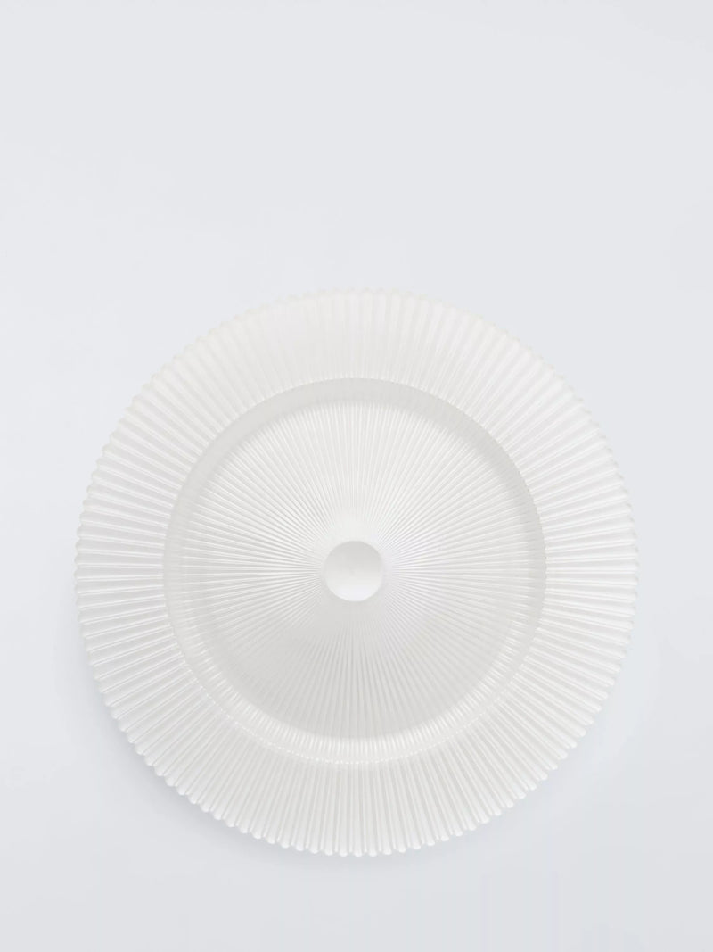John Lewis glass charger plate white pearl 32.5cm, imported from the UK