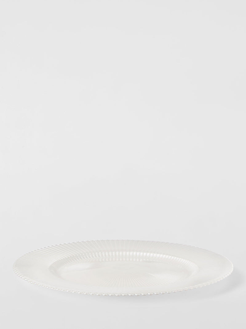 John Lewis glass charger plate white pearl 32.5cm, imported from the UK