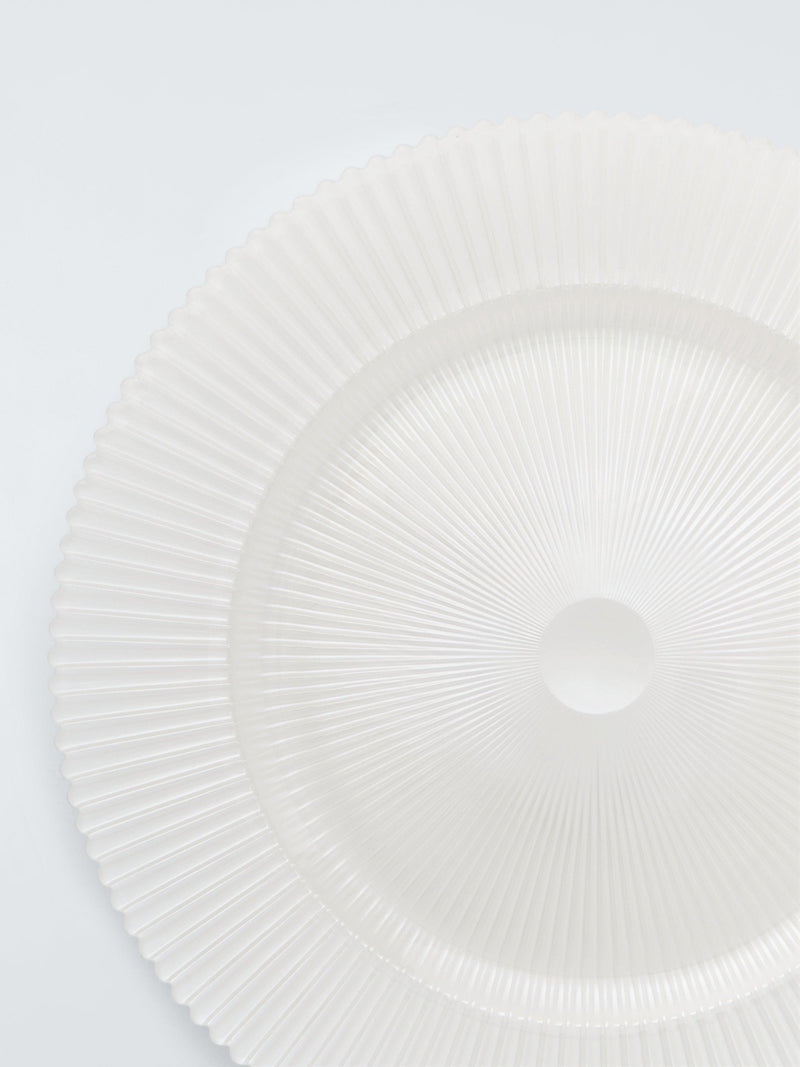 John Lewis glass charger plate white pearl 32.5cm, imported from the UK