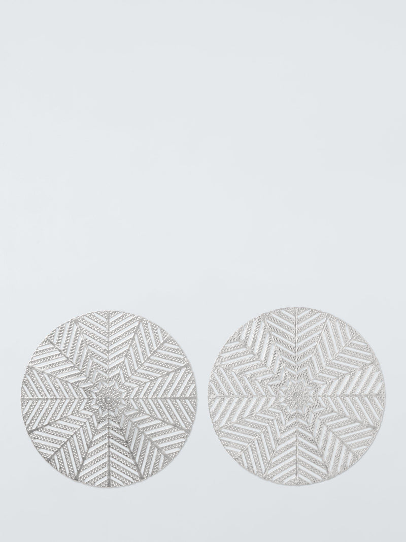 John Lewis cut-out snowflake PVC placemats, silver, set of 2, UK version