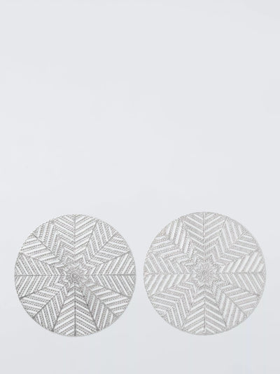 John Lewis Cut-Out Snowflake PVC Placemats, Set of 2, Silver- Buy online at McGrocer