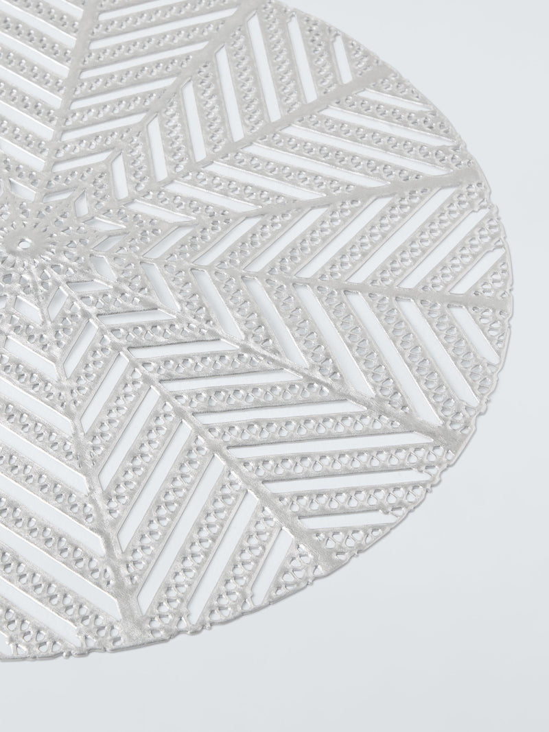 John Lewis cut-out snowflake PVC placemats, silver, set of 2, UK version