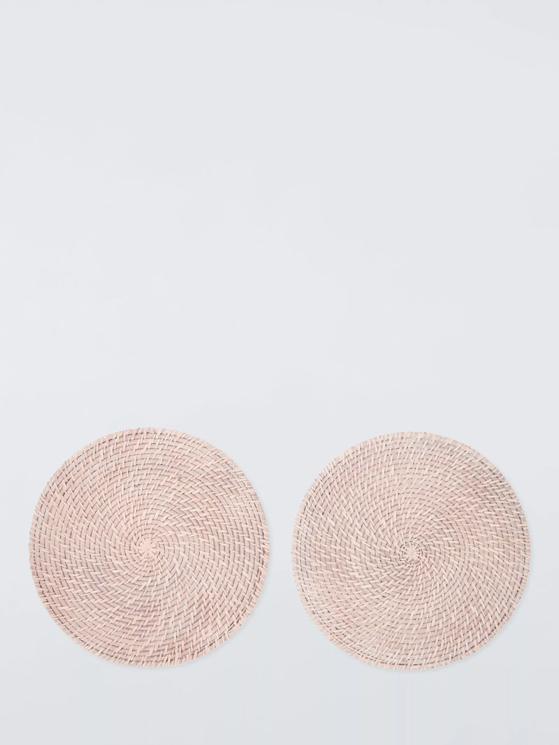 John Lewis rattan placemats set of 2 white round (British brand)