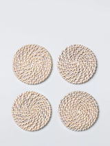 John Lewis John Lewis Rattan Coasters, Set of 4, White- Buy online at McGrocer