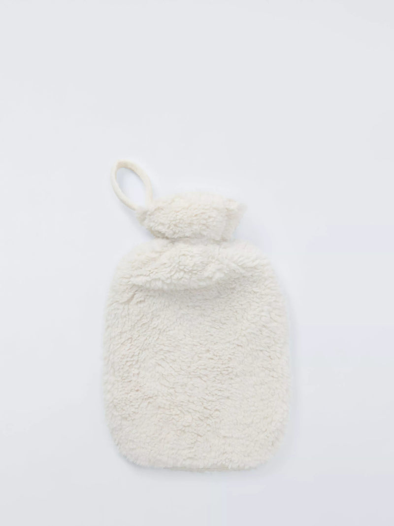 John Lewis Teddy Fleece Hot Water Bottle, Marshmallow