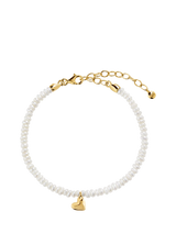 John Lewis Monica Vinader Mini Heart Pearl Bracelet Gold 15-19cm- Buy online at McGrocer