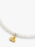 Monica Vinader Mini Heart Pearl Bracelet Gold, imported from the UK