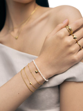 Monica Vinader Mini Heart Pearl Bracelet Gold, imported from the UK
