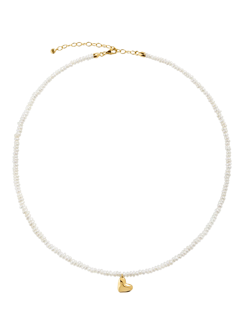 Monica Vinader mini heart pearl necklace 41-46cm - British product