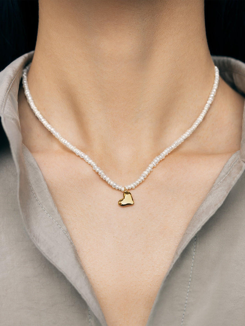 Monica Vinader mini heart pearl necklace 41-46cm - British product