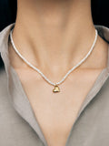 Monica Vinader mini heart pearl necklace 41-46cm - British product