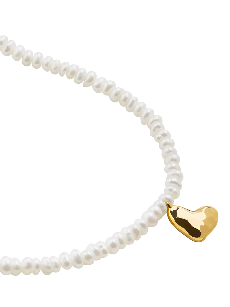Monica Vinader mini heart pearl necklace 41-46cm - British product