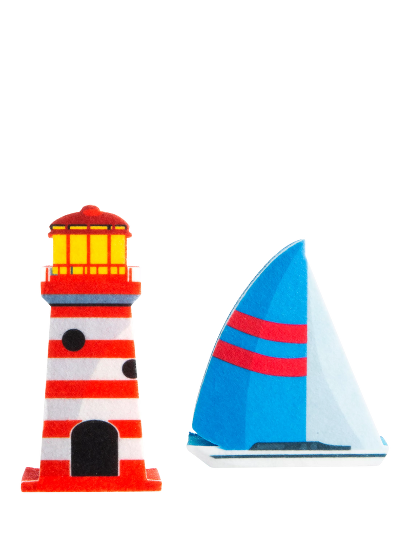 Kikkerland Nautical Sponge Set with Lighthouse and Sailboat, UK version