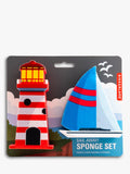 Kikkerland Nautical Sponge Set with Lighthouse and Sailboat, UK version