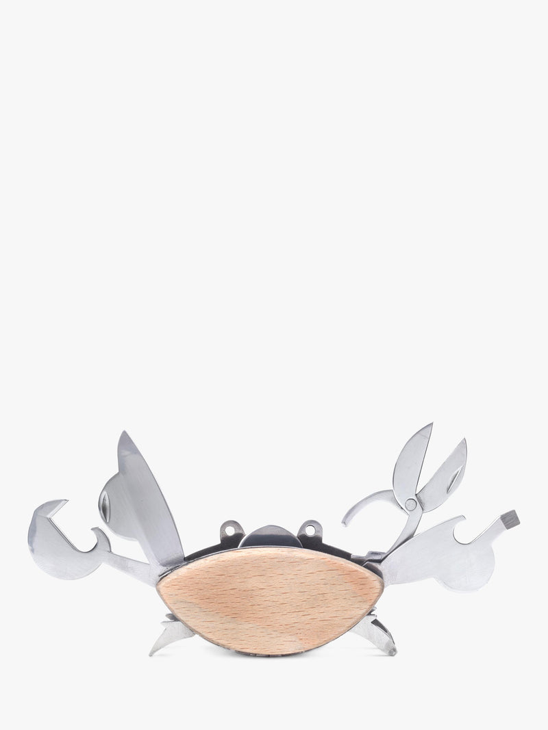 Beechwood and Stainless Steel Multi-Tool with Scissors, Bottle Opener, and More